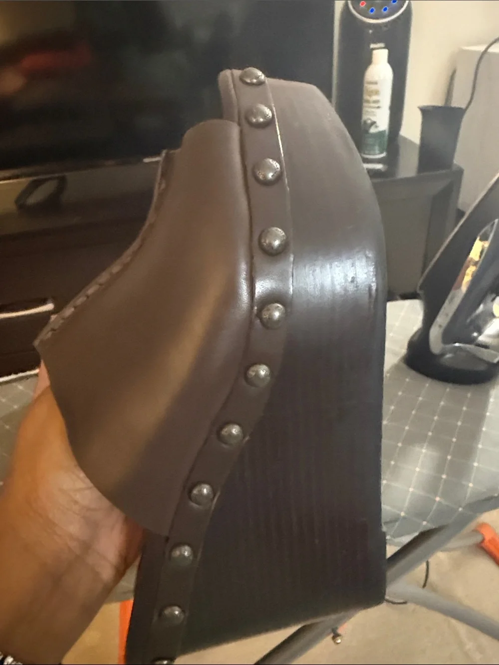 Coach Women’s Dark Brown Leather Open-Toe Clog Mules